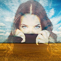 Foto efecto - Dissolved in blue sky and yellow wheatfield