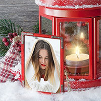 Efeito de foto - Frame near Christmas candle