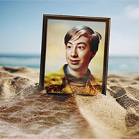 Foto efecto - Photo frame on the beach