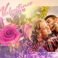 Photo effect - Valentines Day. Behind the flowers