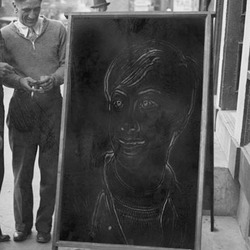 Photo effect - Drawn in chalk on a blackboard