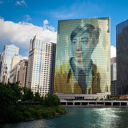 Efeito de foto - Ao longo da linha do rio Chicago