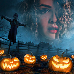 Efeito de foto - Halloween spooky pumpkins