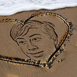 Effet photo - Le coeur est dessiné sur le sable