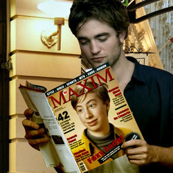 Photo effect - Robert Pattinson reads the magazine