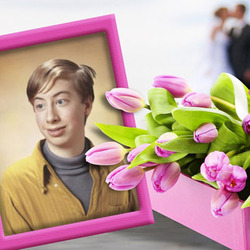 Фотоефект - Вишуканий букет рожевих тюльпанів
