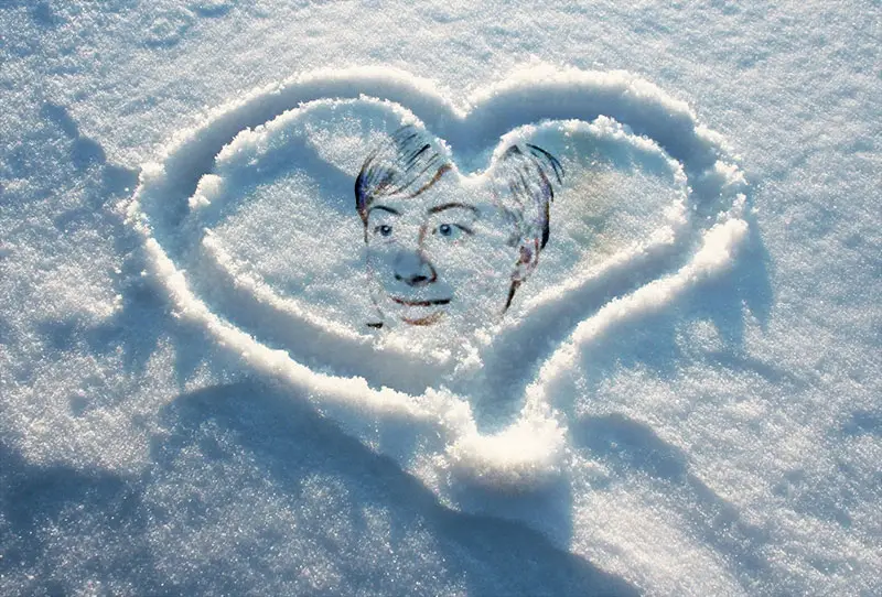 Effet photo - Cœur sur la neige