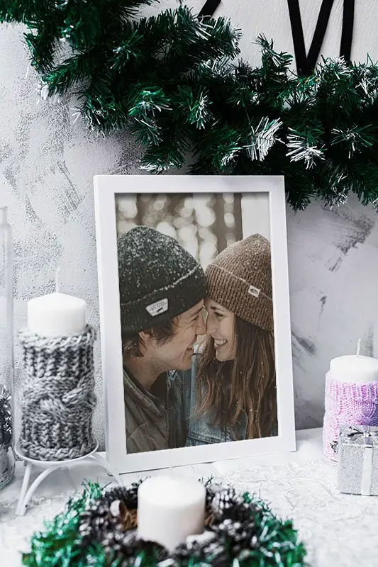 Effect - Photo frame among Winter decoration