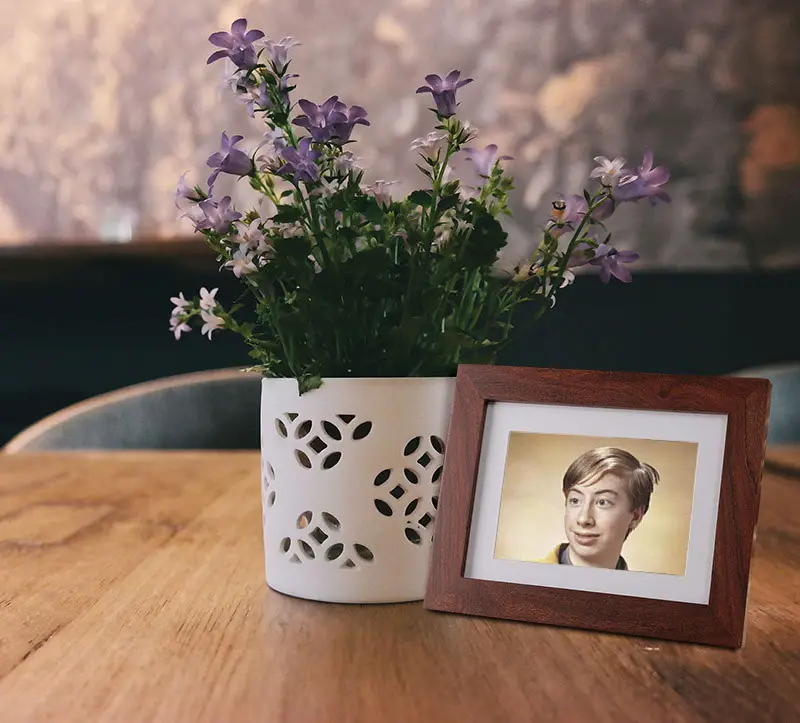 Photo effect - Photo frame near flowerpot