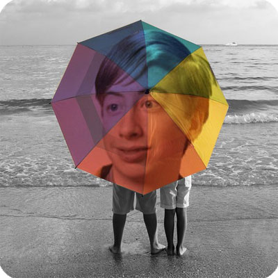 Efeito de foto - Guarda-chuva versicolor por um par