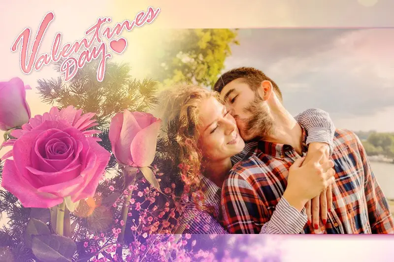 Foto efecto - Valentines Day. Behind the flowers