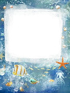 Sea frame with colorful exotic fish