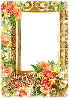 Birthday frame with a bunch of flowers
