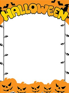 Halloween border with angry pumpkins