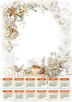 Calendar 2019. Vintage ornaments