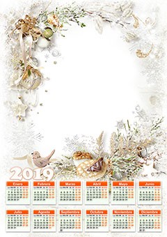 Calendar 2019. Vintage ornaments