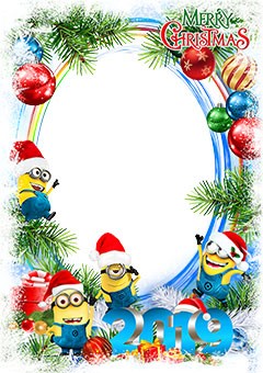 Merry Christmas 2019. Festive minions