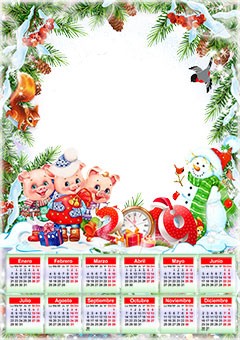 Calendar 2019. Three little pigs