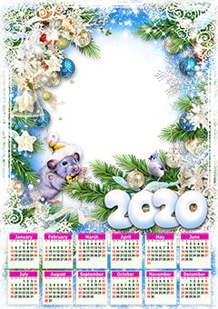 Calendar 2020. Year of metal rat