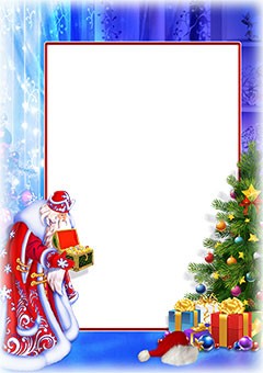 Santa brings presents under the New Year tree