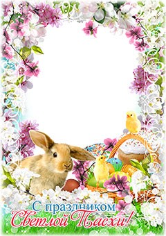 Easter rabbit in bright flowers