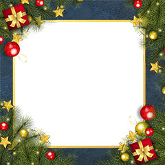 Christmas frame with red and yellow bubbles