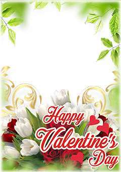 Valentines Day greeting with bouquet of roses