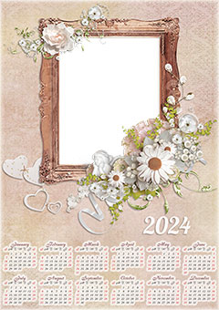Calendar 2024. Vintage frame