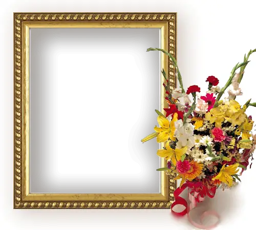 Photo frames. Bouquet of flowers