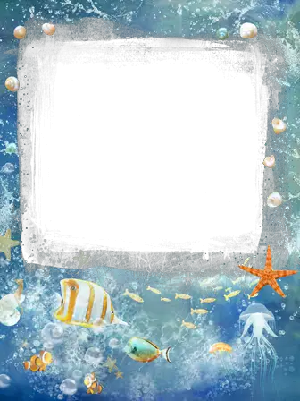 Photo frames. Sea frame with colorful exotic fish