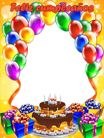 Marco de fotos - Birthday cake with balloons