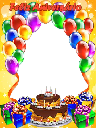 Molduras para fotos - Birthday cake with balloons
