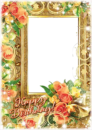 Molduras para fotos - Birthday frame with a bunch of flowers