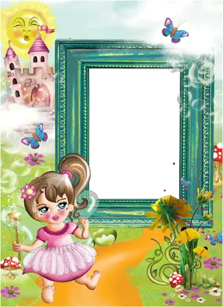 Photo frame - Bright kids photoframe with little fairy and her castle