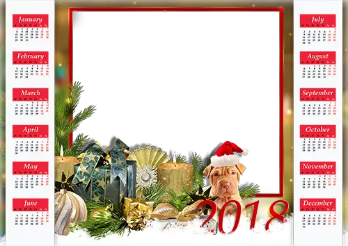 Photo frame - Calendar 2018. Year of the dog