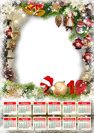 Marco de fotos - Calendar 2019. Christmas bells