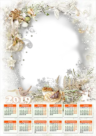 Marco de fotos - Calendar 2019. Vintage ornaments