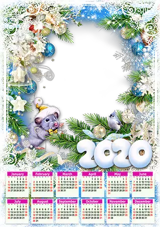 Photo frame - Calendar 2020. Year of metal rat