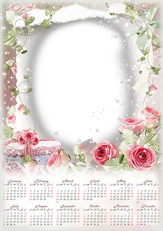 Photo frame - Calendar 2024. Roses