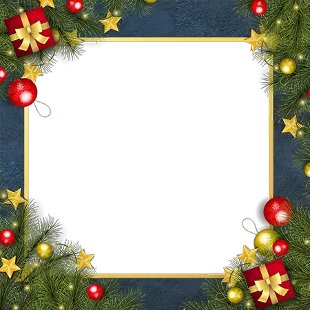 Marco de fotos - Christmas frame with red and yellow bubbles