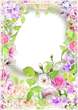 Cadre photo - Classic frame with painted flowers