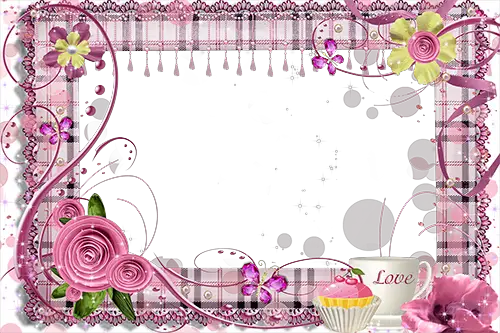Photo frame - Cup of coffee and a cake with a sweetheart