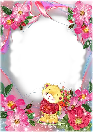 Photo frame - Flowers with a cute bear