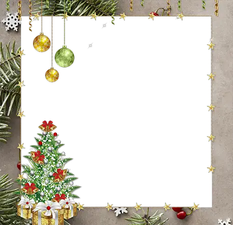 Photo frame - Gifts boxes under New Year tree