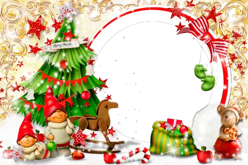 Foto rámeček - Gnómové pod vánoční stromeček