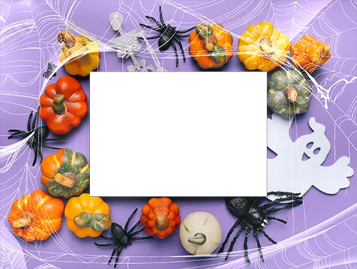 Foto rámeček - Halloween framed with pumpkins
