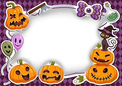 Фоторамка - Halloween pumpkins around