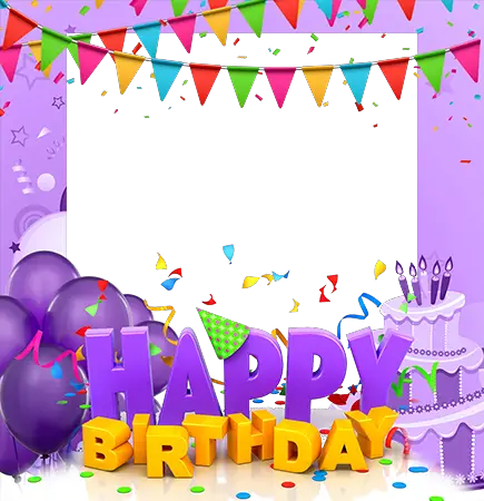 Photo frame - Happy Birthday. Purple balloons