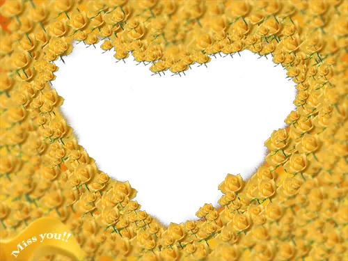 Photo frame - Heart of yellow roses