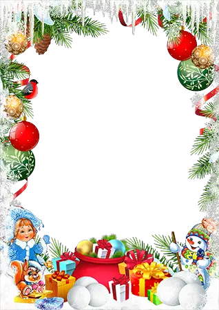 Photo frame - Holiday snow maiden and snowman